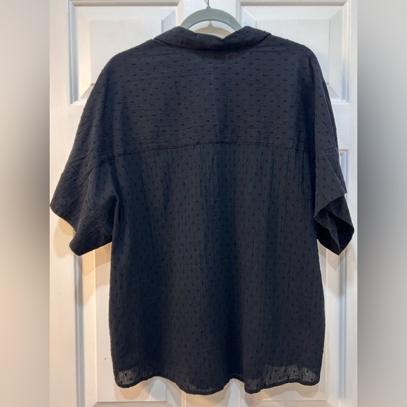 Lord & Taylor Lightweight Textured Button Front Blouse Sz 1X Retro Dot Grunge - Picture 2 of 9